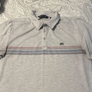 Travis Mathew Light Gray Polo with Stripe Detail